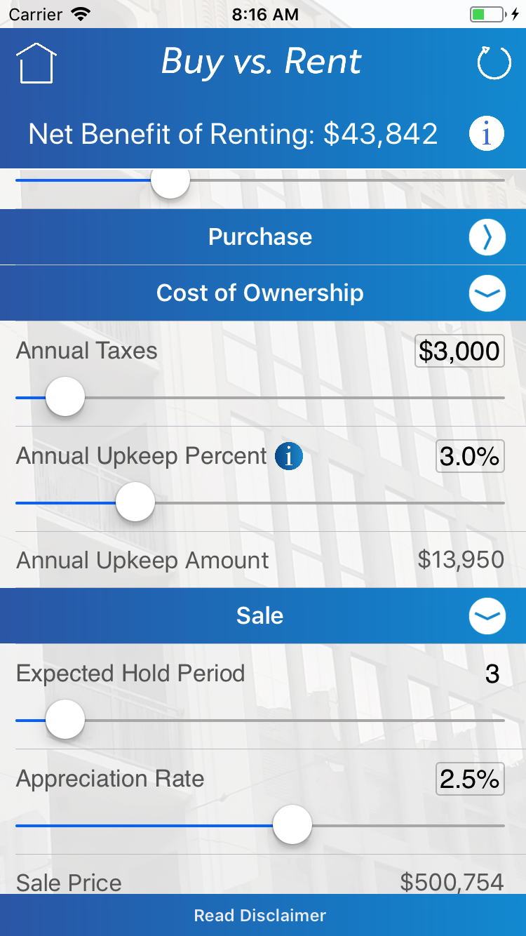 Buy Vs. Rent Calculator